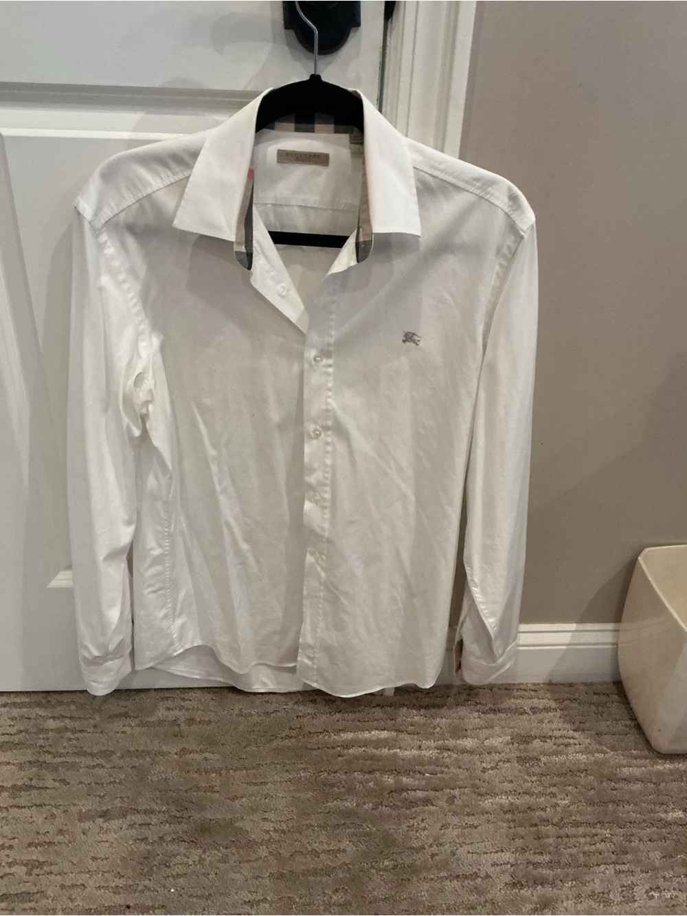 Burberry Brit White Dress Shirt with Signature Check Trim - Picture 2 of 4